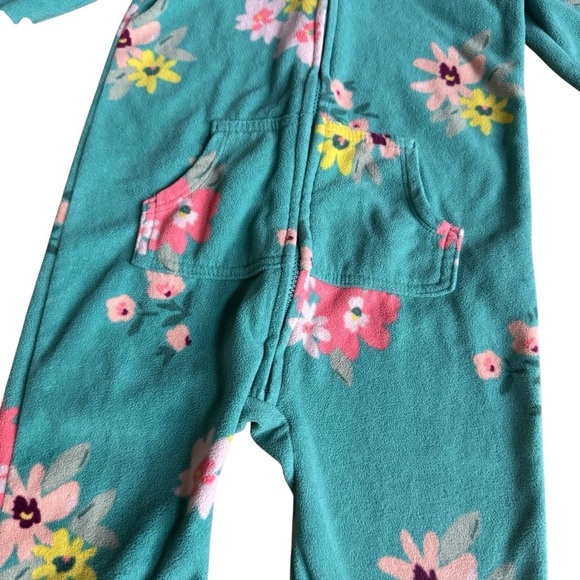 Carter’s Fleece Hooded Floral Jumpsuit Overall Baby Girl 18M - Picture 3 of 6